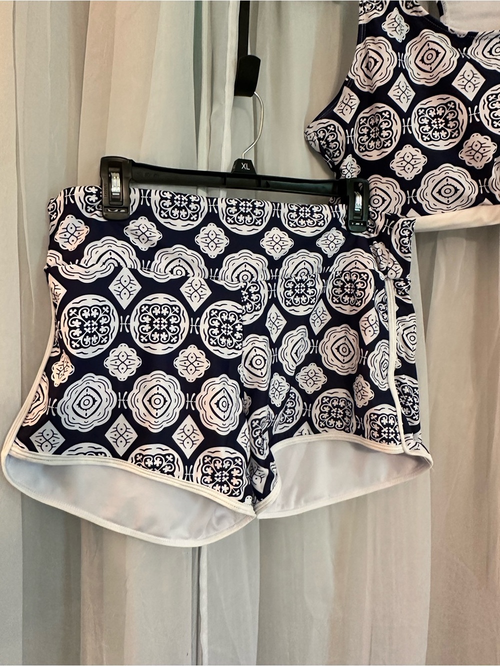 Navy and White Sport Swim Set with Solid Blue Razor Back Tank Cover Shirt - Picture 2 of 16